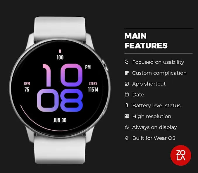 Stylish Pink Blue Watch Face screenshot 2