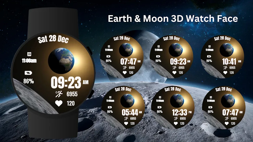 Earth & Moon 3D Watch Face screenshot 5