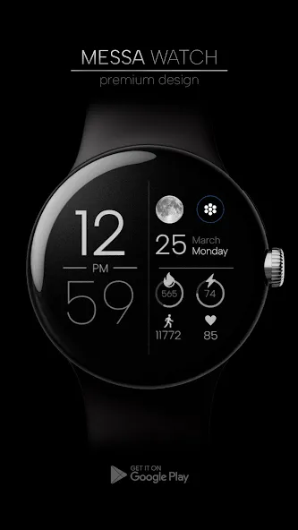 Minimal Digital Watch Moon Pro screenshot 1