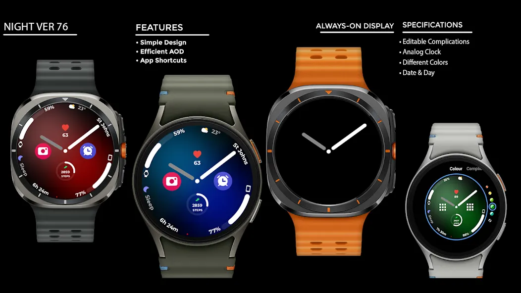 Night ver 76 - watch face screenshot 15