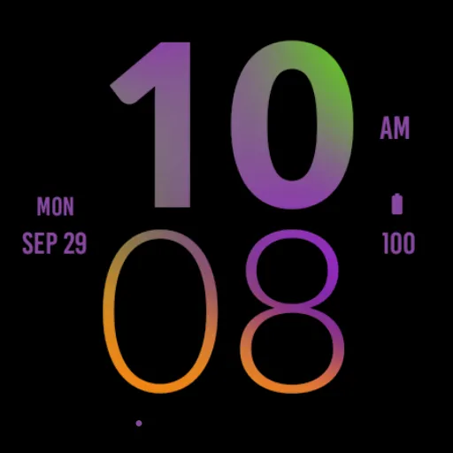 Orange Purple Large Watch Face screenshot 5