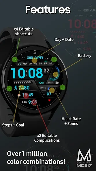 MD217 Digital watch face screenshot 4
