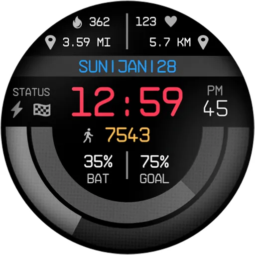 Digital Watch Face Pro Black screenshot 16