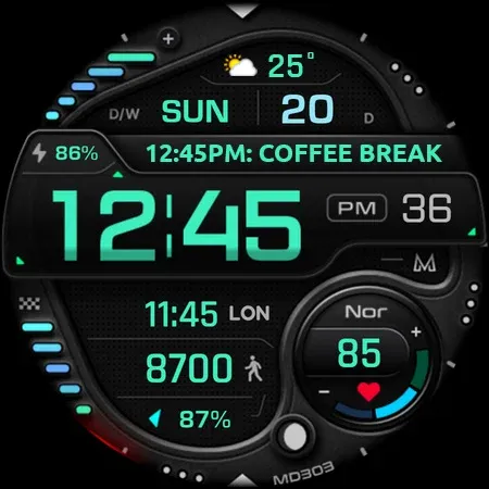 MD303 Digital watch face screenshot 11