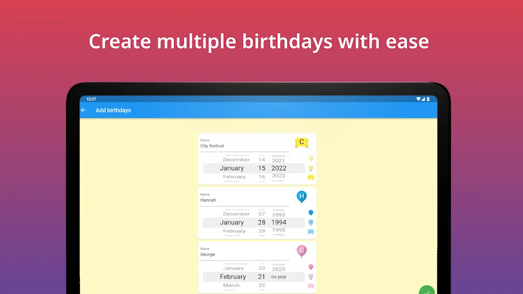 Birthday calendar screenshot 16