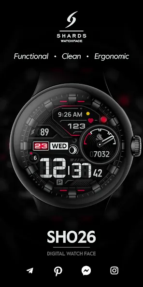 SH026 Watch Face, WearOS watch screenshot 1