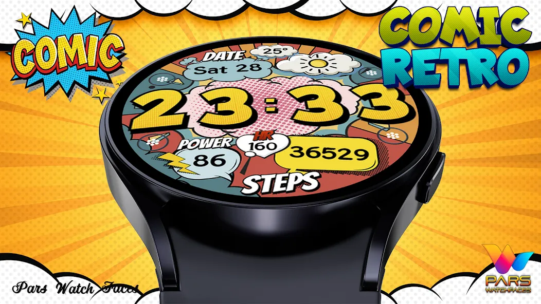 Comic Retro Digital Watch Face screenshot 3