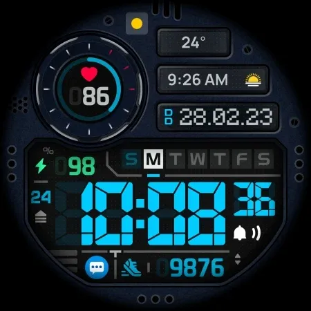 SH101 Watch Face, WearOS watch screenshot 10