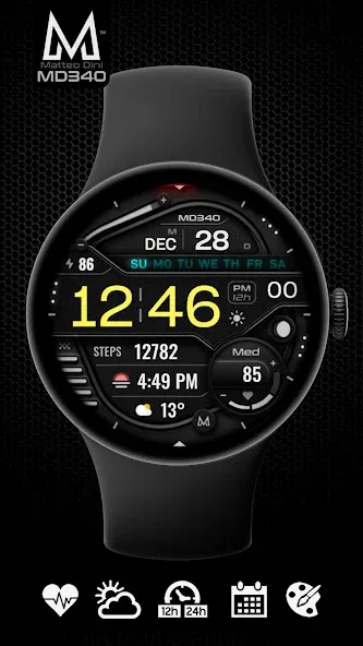 MD340 Digital watch face screenshot 4