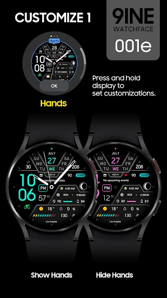 9INE 001e: Hybrid watch face screenshot 3