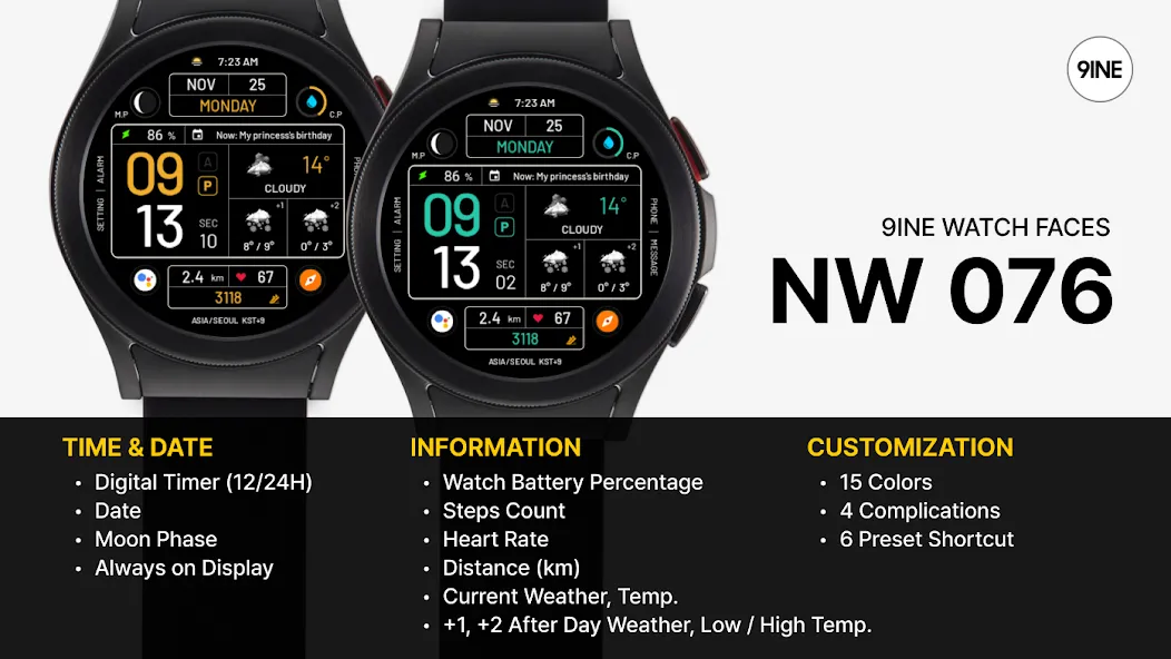 NW076: Digital watch face screenshot 1