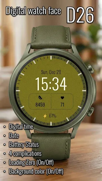 Digital watch face D26 screenshot 2