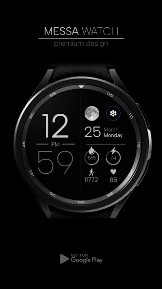 Minimal Digital Watch Moon Pro screenshot 3