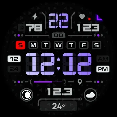SH024 Watch Face, WearOS watch screenshot 13
