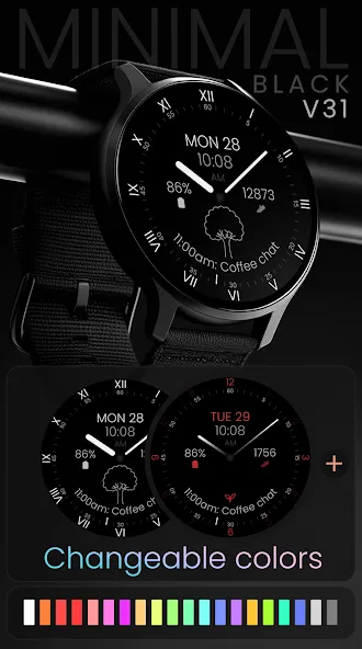 Minimal Black v31 Watch Face screenshot 3