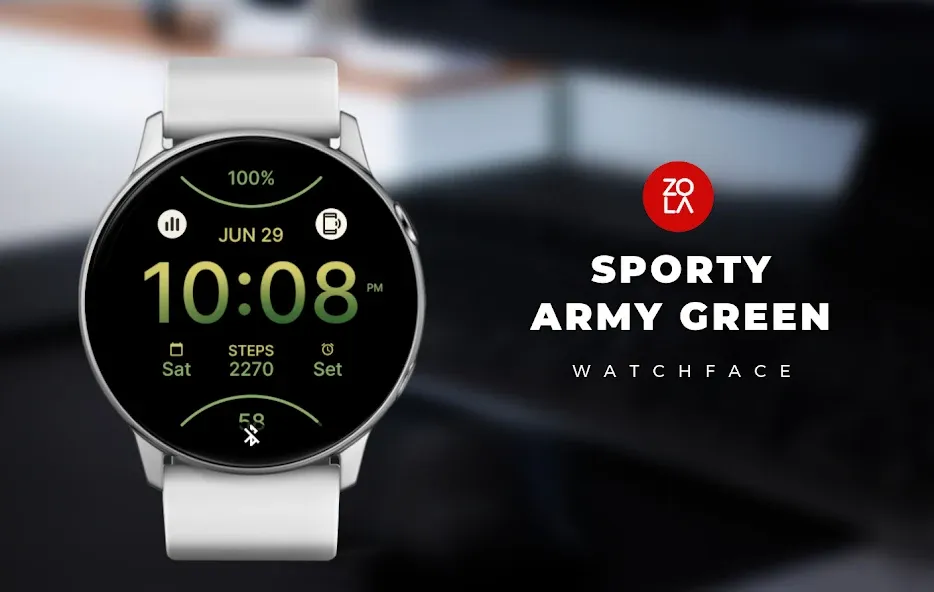 Sporty Army Green Watch Face screenshot 1