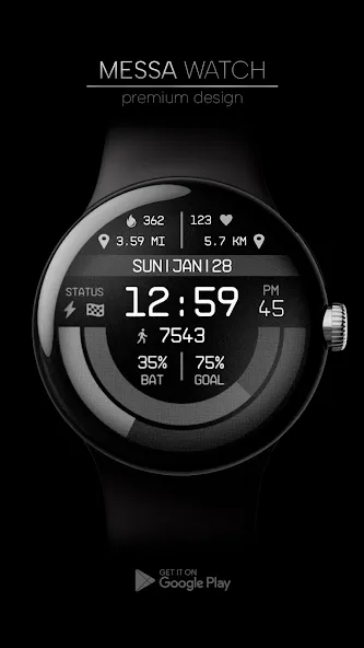 Digital Watch Face Pro Black screenshot 1