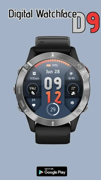 Digital Watchface D9 screenshot 1