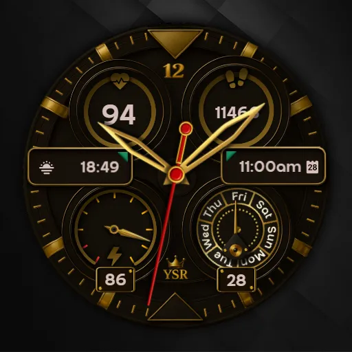YSR01 Golden Analog Watch Face screenshot 9