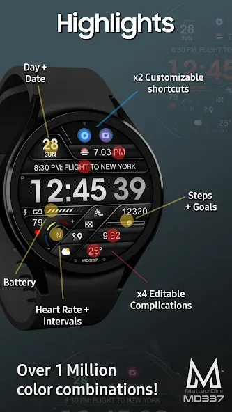 MD337 Digital watch face screenshot 5