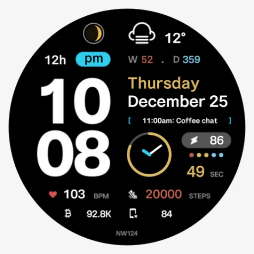 NW124: Digital watch face screenshot 5