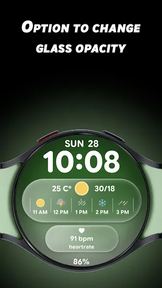 Glass Weather 2 - Watch face screenshot 3