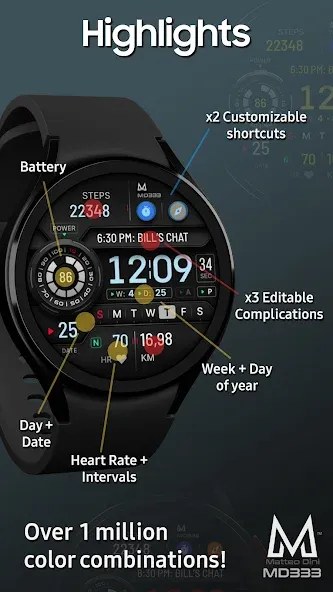 MD333 Digital watch face screenshot 3