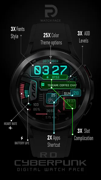 Cyberpunk Neon Watch Face screenshot 2