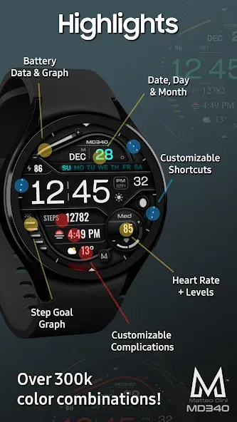 MD340 Digital watch face screenshot 6