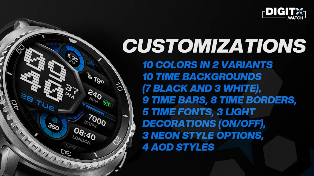 DX102 Digital Watch Face screenshot 3