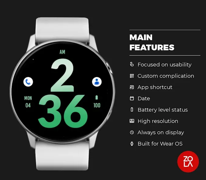 Big Green Apple Watch Face screenshot 2