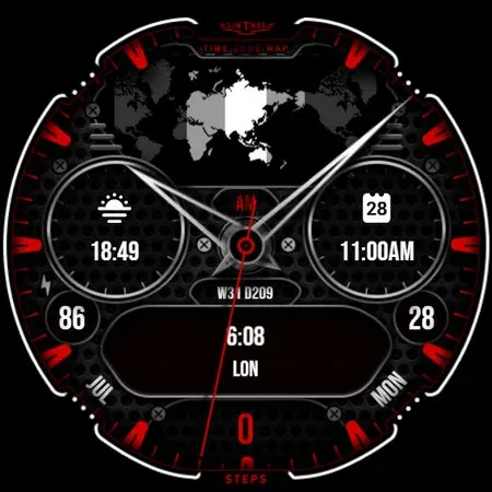 World Time Map Watchface 020 screenshot 9