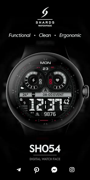 SH054 Watch Face, WearOS watch screenshot 1