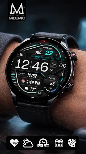 MD340 Digital watch face screenshot 1