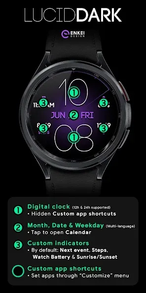 Lucid Dark digital watch face screenshot 5