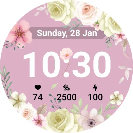 U011Flower Pastel Watch Face screenshot 16