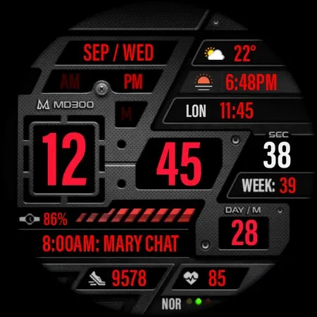 MD300 Digital watch face screenshot 35