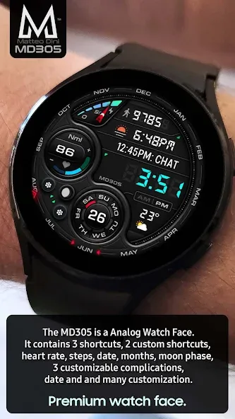 MD305 Analog watch face screenshot 2