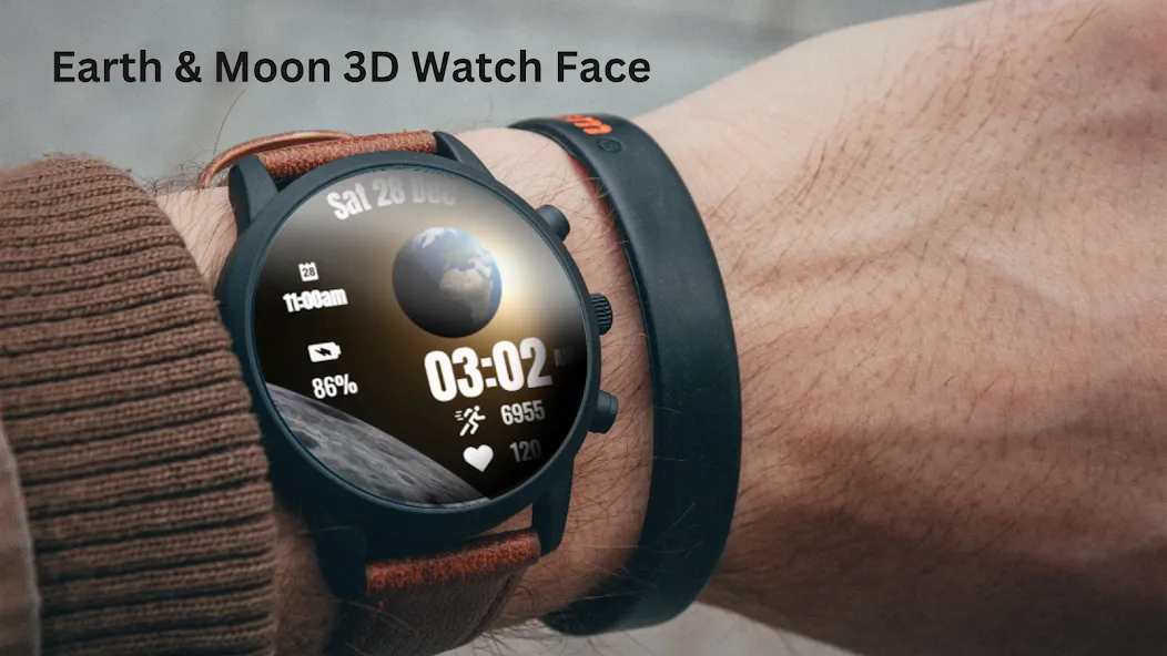 Earth & Moon 3D Watch Face screenshot 1