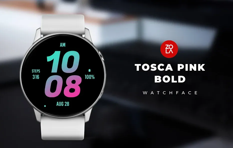Tosca Pink Bold Watch Face screenshot 1