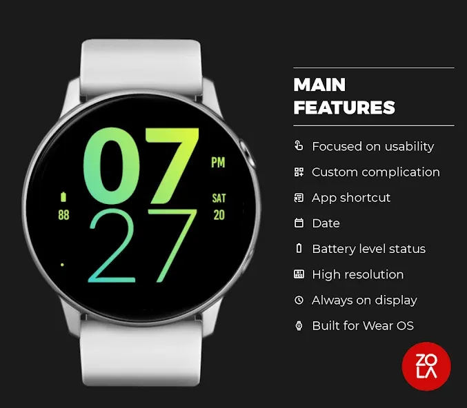 Fresh Green Large Watch Face screenshot 2
