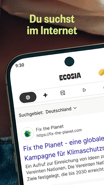 Ecosia Klimapositiver Browser screenshot 1