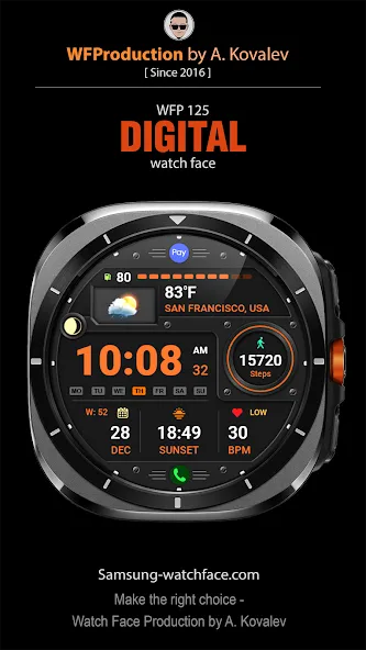 WFP 125 Digital watch face screenshot 1