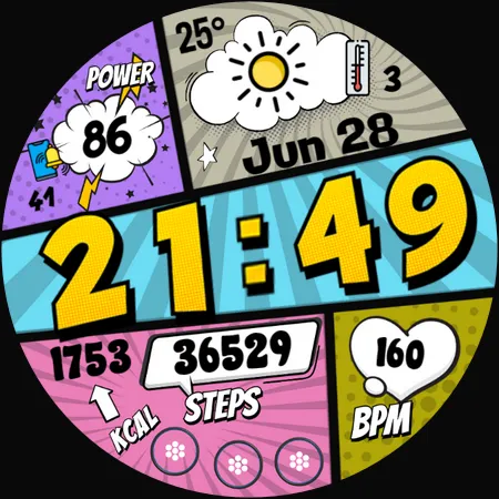 Comic Wooo Digital Watch Face screenshot 34