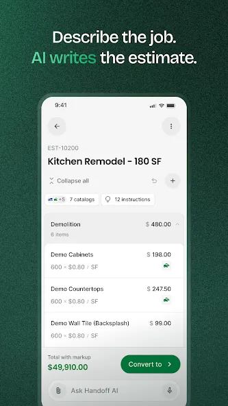 Handoff Construction Estimator screenshot 2