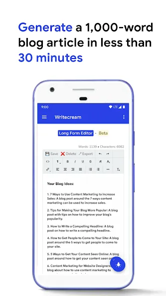 Writecream - AI Content Writer screenshot 1