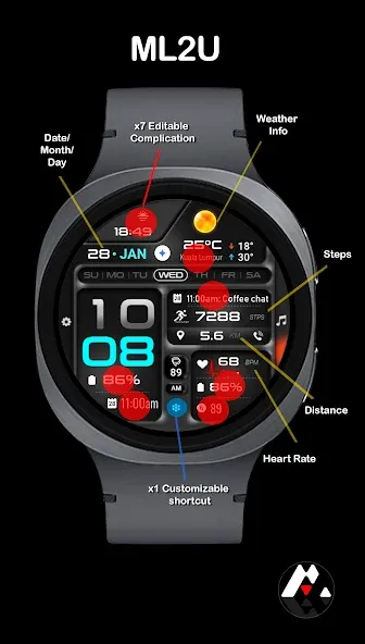 ML2U 380 Tactical Watch Face screenshot 2