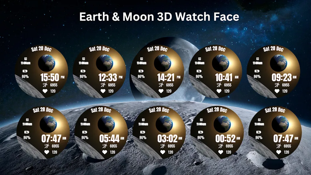 Earth & Moon 3D Watch Face screenshot 3