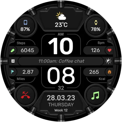 WFP 332 Futuristic watch face screenshot 41
