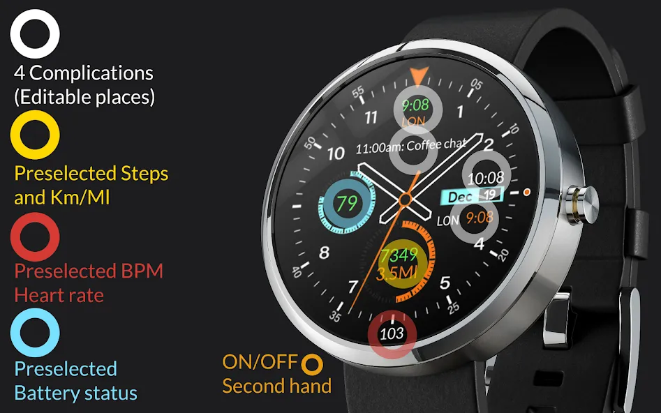 CC Black Analog Watch Face screenshot 3